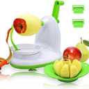 Upgraded Apple Peeler and Corer for Apple Pear Citrus Manual Rotating Kitchen Gadget Includes 2 Replacement Heads and 1 Splitter (whitish green)