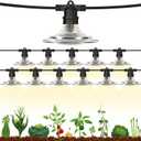 Espird Outdoor LED Grow Lights for Greenhouse 12-Light Waterproof String Grow Light, Full Spectrum LED Plant Grow Light Lamp, Waterproof Greenhouse Grow Lights for Seedling, Veg, Flower