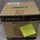 Lasko Portable Electric Ceramic Space Heater with ALCI Plug for Bathroom Use, 2 Heat Settings and Simple Heat Button, 8 Inches, White, 1500W, CD08200