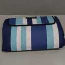 ZAZE Picnic Blankets Beach Blanket, 80''x80'' Extra Large Thick 3-Layers, Sandproof Machine Washable Waterproof Foldable Oversized XL Outdoor Mat, for Camping, Park, Travel, Grass(Blue White Stripe)