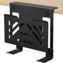 MAXECHO Desk Side Storage, Under Desk Laptop Mount, Table Side Hanging File Organizer, No Drill Clamp On Cable Management Tray, Laptop Holder with 2 Hooks for Office and Home, Load 22 Lbs (Black)