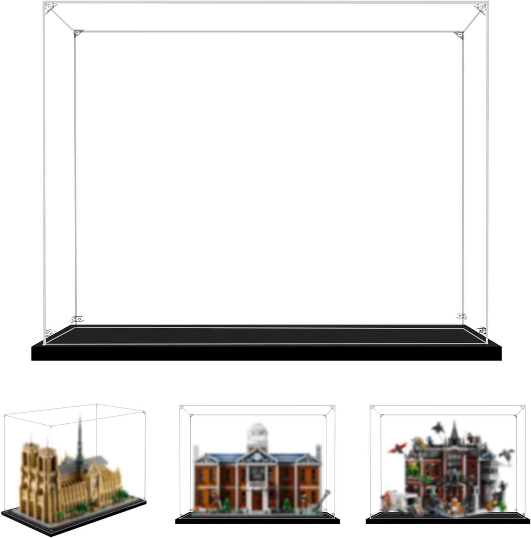 Display Case for Lego 76300 Arkham Asylum, 21061 Notre-Dame de Paris, 76294 X-Mansion or 71411 Mighty Bowser, 17.71x11.81x13.77inch (45x30x35cm)