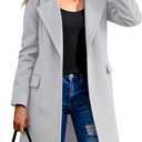 Fazortev women's Pea Coat Notch Lapel Single Breasted Wool Blend Mid Long Jacket Trench Overcoat (Large, Light Grey)