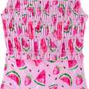 Toddler Swimsuit Girl Bathing Suits One-Piece Swimwear Adjustable Shoulder Straps Smocked 2-6T