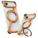 OATSBASF Minimalist Phone Case for iPhone 17 Pro Max Case, 360° Rotation Kickstand Aluminum Metal Frameless Design Bumper Z Case, Protective Shock Grade Shell, Orange