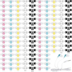 Kigeli 300 Packs Bulk Earbuds Headphones Earphones Kids in Ear Earbuds Colorful Classroom Headphone Wired Ear Buds Earphone Bulk for Smartphone Laptop Classroom School Library Kid Adult Supplies