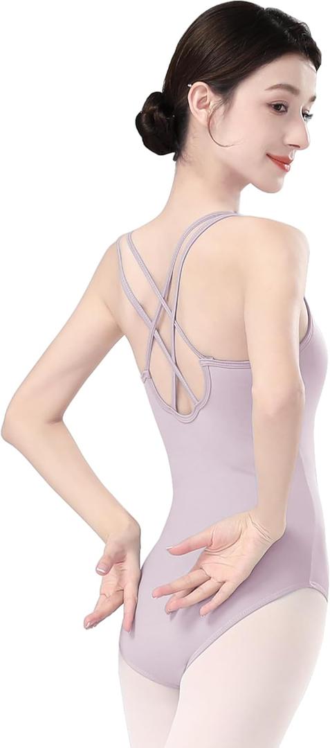 Women Ballet Leotards Double Camisole Gymnastic Leotard for Dance/Yoga/Swimming in Summer (Small)