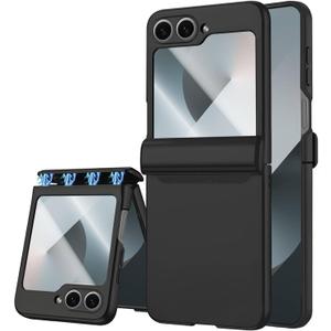 for Samsung Galaxy Z Flip 6 Case, Hinge Protection, Built-in Screen Protector, Wireless Charging, Shockproof, Slim Rugged Phone Protective Case for Galaxy Z Flip 6 Black
