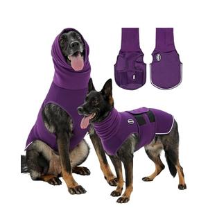 Meifsou Dog Anxiety Vest with Hood, Skin-Friendly Thunder Jacket for Dogs, All-in-One Dog Calming Shirt with Hood for Thunder, Fireworks, Separation - Keep Pet Calm Without Medicine, Purple, 2XL