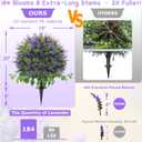 28" Artificial Boxwood Topiary Ball with Lavender, UV Resistant Topiary Tree Faux Boxwood Ball Shaped Porch Bushes with Ground Spike Artificial Bushes for Outdoors Front Door Decor Home Garden