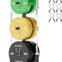 Weight Tree with 4 Lockable Casters, Weight Plate Rack for Olympic Plates