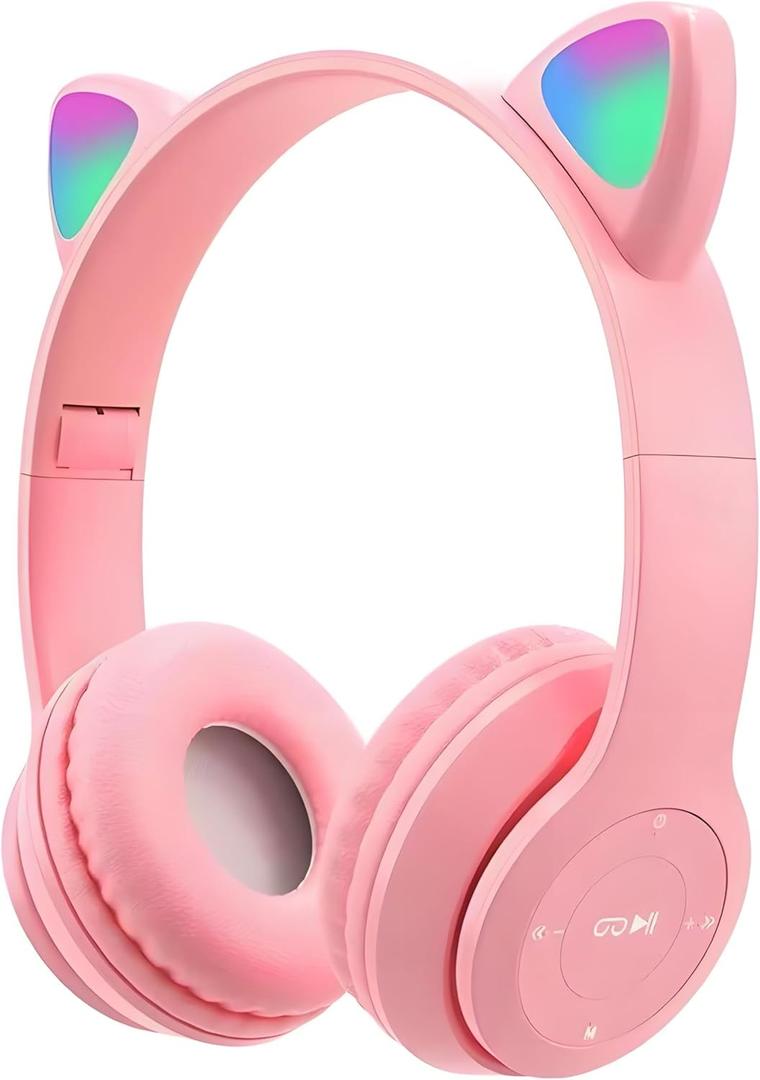 Upgraded Hybrid Active Headphones with Transparent Modes Playtime Wireless Bluetooth with Mic, Deep Bass Soft-Earpads Fast Charging-Pink