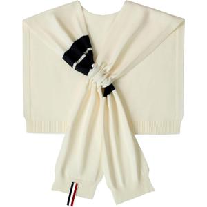 WaJuemy Women's Sweater Shawl Wraps Sleeves Knitted Collar Sweater Scarf Top Casual Lightweight Shoulder Cape Accessories (10 Beige Stripe X)