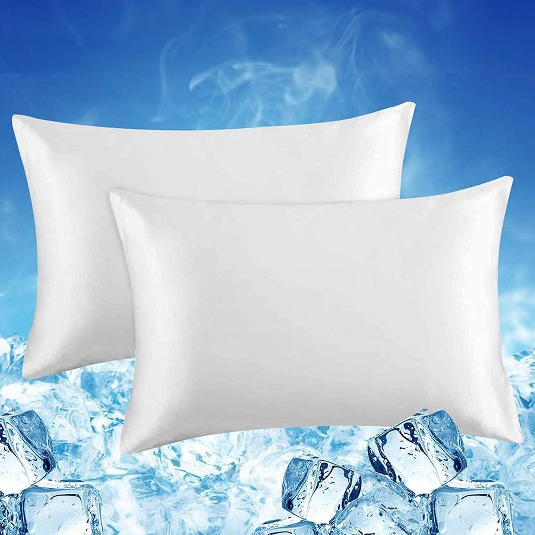LUXEAR Cooling Pillow Cases King Size, 2 Pack Arc-Chill Cool Pillow Cases with Double-Side Design [Cooling & Cotton], Skin-Friendly, Hidden Zipper Cold Pillow Cases for Hot Sleepers -White (King (20" x 36"), White)