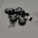 4-Inch Heavy-Duty Expanding Stem Casters with Brake - Prep Table Casters Set of 4, Fit 7/8" to 1-5/8" ID Tube Pipe Legs for Stainless Steel Table, Equipment Stand, Carts, Shelving Racks