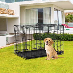 30 Inch Dog Crate for Small Dogs, Folding Metal Wire Crates Dog Kennels Outdoor and Indoor Pet Crate with Double-Door, Black