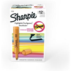 Sharpie Tank Style Highlighters, Chisel Tip, Fluorescent Orange, Box of 12