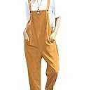 YESNO Women Casual Loose Bib Pants Overalls Baggy Cotton Harem Jumpsuits Rompers with Pockets PV2 L