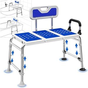 Heavy Duty Width Adjustable Bath Tub Transfer Shower Bench for Inside Tub Extended Shower Chair