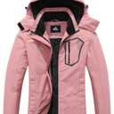 DDQLADY Women's Ski Coat Waterproof Jacket Hooded Windproof Outerwear (L)