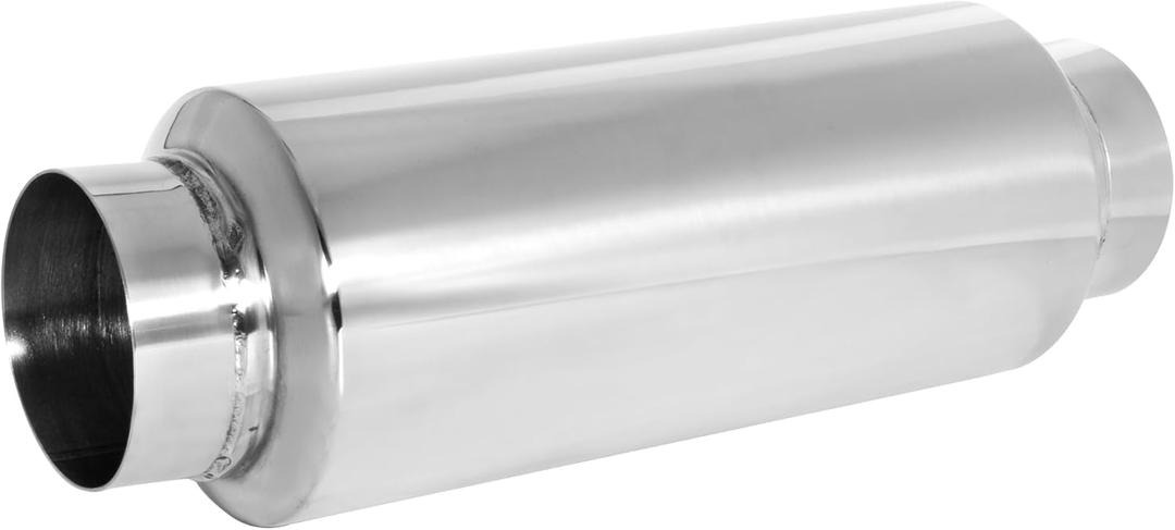 Exhaust Muffler, 3 Inch Inlet Resonator Muffler Straight Stainless Steel, Universal Performance Muffler Pipe 13''/340mm Overall Length, Polished
