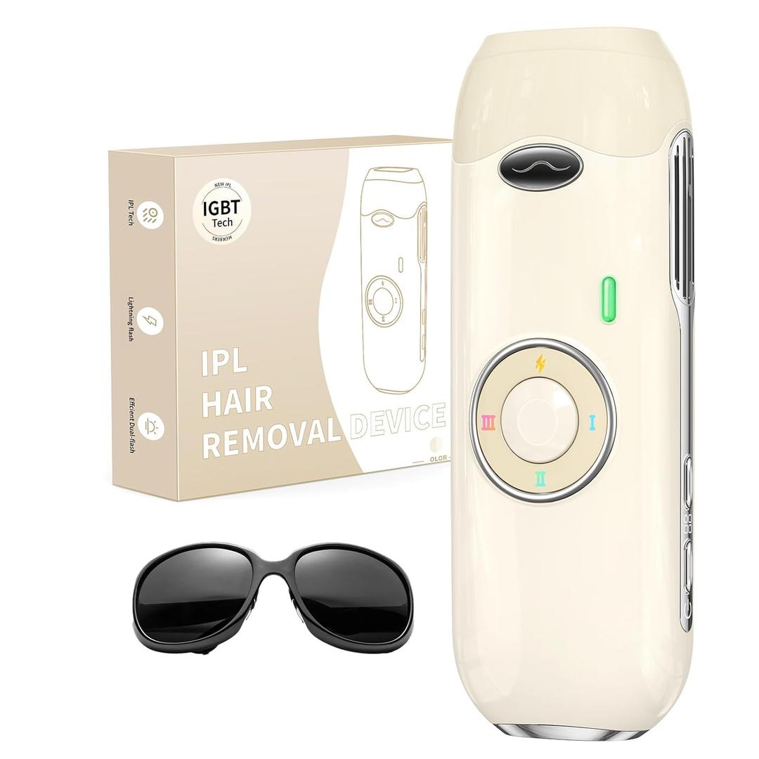 Laser Hair Removal for Women and Men - 5.2 cm Contact Nearly Painless, Powerful Long-Lasting IPL Hair Removal at-home, Effective in 14 Days with Ultra-fast Light Emission for Whole Body Use