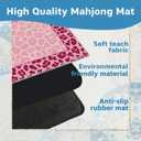 Leopard Print Mahjong Mat for Table 31.5 x 31.5 in, Trendy Magenta and Pink Animal Print Anti-Slip Mahjong Table Cover Tablecloth for Poker Board Card Tile Game Dominoes