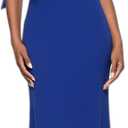 Betsy & Adam Women's Betsy & Adam Women's Chiffon Halter Neck Sleeveless Print Ruffle Floor Length Dress (12, Indigo)