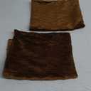 DEZENE Light Brown Throw Pillow Cases: 2 Pack 12x20 Inch Original Stripe Velvet Rectangular Decorative Pillow Covers for Farmhouse Couch