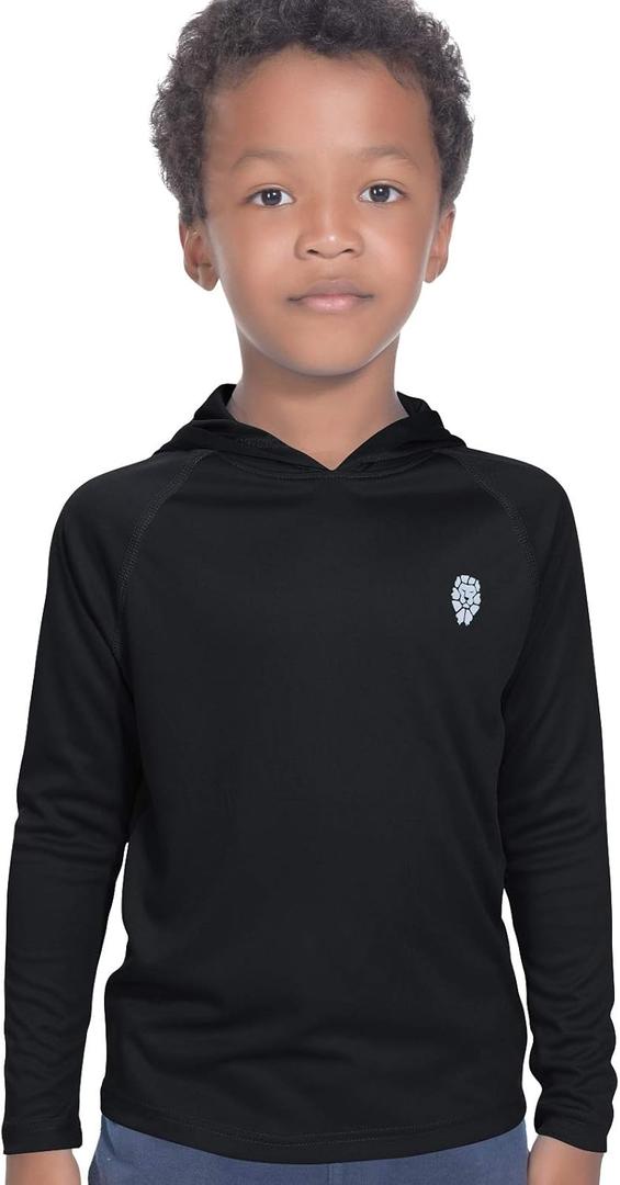 Hoodies for Boys Outdoor Recreation Shirts - Youth Athletic Tops Sun Protection UPF 50+ (Medium, Black)