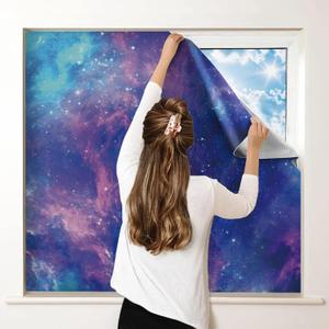 100% Blackout Curtains for Bedroom, Portable DIY Window Blinds, No Drill Window Shades & Blackout Blinds with Stickers & Tabs for Travel, Dorm Room, Media Room (Starry Sky, 118" x 57")