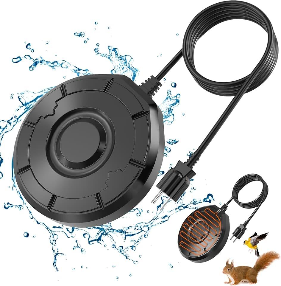 Bird Bath Heater for Outdoors in Winter, Birdbath Water Heater 120 W Pond De-Icer, Bird Bath Deicer Full-Covered Aluminum, Birdbath Heater Thermostatcally Controlled Auto Shut Off for Winter
