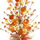 RoseCraft Fall Decor, 18 Inch Artificial Red Berry Maple Leaf Pumpkin Tree Tabletop Decorations, for Autumn Harvest Home Wedding Holiday Party Indoor Decor - Gifts.
