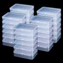 30 Pcs Clear Plastic Beads Storage Containers Box with Lids Mini Square Small Plastic Containers for Beads,Jewelry,Tools,Craft Supplies,Flossers,Fishing (4.1 x 3 x 1 Inch