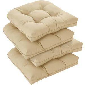 Outdoor Chair Cushions Set of 4 for Patio Furniture, Waterproof Tufted Overstuffed Patio Furniture Cushions, Thick Outdoor Seat Cushion, 21x19 Inches, Beige