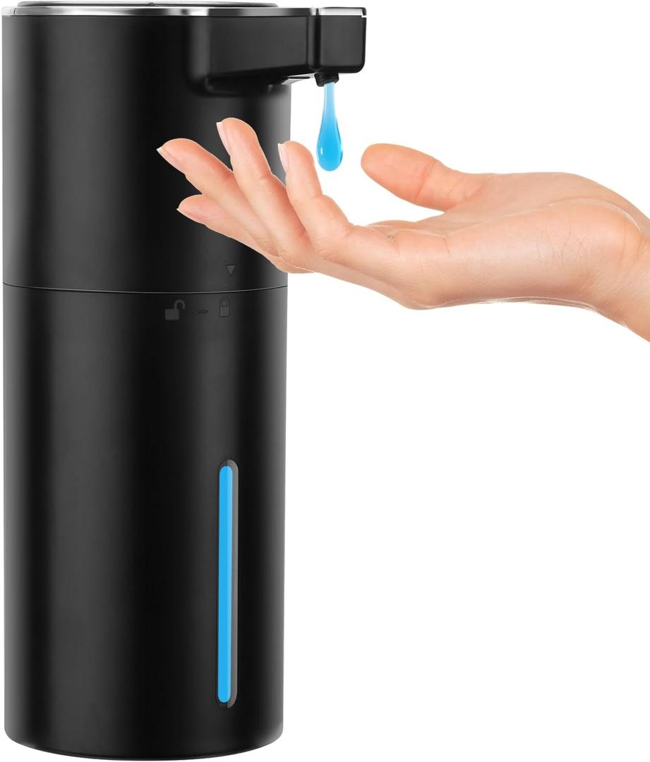 Automatic Soap Dispenser Liquid Touchless: 13.52oz/400ml Wall USB Rechargeable - 4-Level Adjustable Modern Electric Hand Soap Dispenser - Kitchen Bathroom Kids Family Black (Black Gel Typ)
