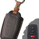 For Toyota Key Fob Cover Leather - 2025 Camry, 2023-2026 Grand Highlander/ Prius, 2022-2026 Corolla Cross Tacoma Tundra Sequoia, 4Runner RAV4 Sienna, Handcrafted Key Fob Case - Pirate Black