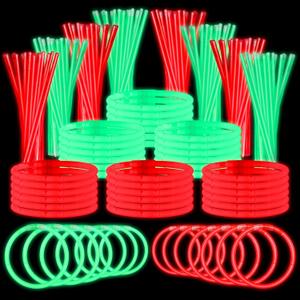 Libima 600 Pcs Glow Sticks Bulk with 600 Connectors 8 Inch Glow Stick Necklaces Glow Stick Bracelets Bulk Glow in the Dark Party Supplies for Easter Christmas New Year (Red, Green)