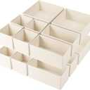 Criusia Drawer Organizer Clothes, 16 Pack Underwear Drawer Organizers, Foldable Closet Organizers and Storage Dresser Drawer Dividers Clothing Organizer for Clothes, Socks, Scarves, Bra, Ties (Beige)