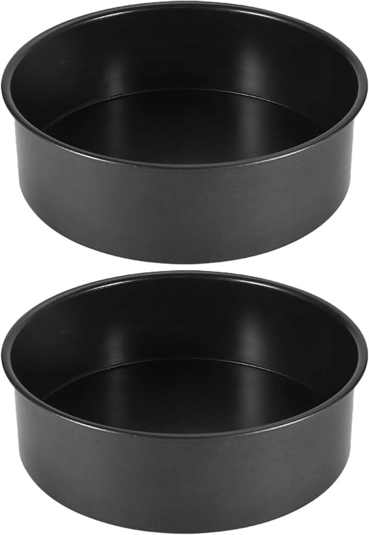 8 Inch Round Cake Pans, Set of 2 Deep Straight-Sided Stainless Steel Pans with Removable Bottom, Nonstick Cake Pan Set for Layer Cakes and Cheesecake Baking