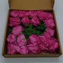 Serwalin 20pcs Artificial Roses, 4'' Big Flower Head, Hot Pink Roses Velvet Real Touch, Silk Fake Roses Long Stem Realistic Bouquet for Wedding Table Centerpiece and Home Decor