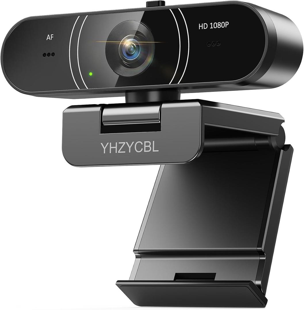 1080p Webcam for pc with Microphone, Auto Focus, with Privacy Cover | Plug & Play USB Computer Camera for Desktop Streaming Gaming Online Meeting With a tripod 360 ° Rotatable