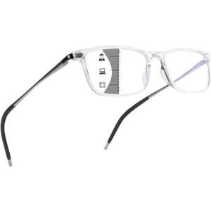 SKYOAK Top is not 0 Superior Progressive Multifocus Reading Glasses Men Aluminum Arm TR90 Blue Light Blocking Multifocal Spring Hinge(approx 3ft)+2.5 Clear