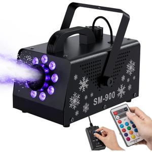 IMONE 900W Snow Machine with 9 Lights Christmas Gift,High Output Fake Snow Machine with Remote,Snow Machine Indoor,Outdoor Snow Making Machine,Snow Maker Machine,Snowflake Machine Parade,Party