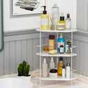 3-Tier Bathroom Countertop Organizer, Bathroom Organizers and Storage for Bathroom, Kitchen Counter, Corner Storage Shelf for Bedroom Storage Makeup Skincare Perfume (White)