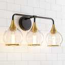 Black and Gold Bathroom Vanity Light 3-Lights Bathroom Light Fixtures Over Mirror with Clear Glass Shade 22.4 inch Wall Sconce Lighting Bath(Exclude E26 Bulb), 3 Light with Clear Globe
