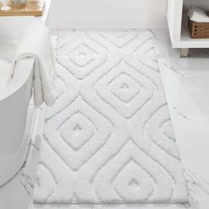 DEXDE Bathroom Rugs Runner 24x72 Long Bath Rug Non Slip Soft Washable Large Bath Mats for Bathroom Bedroom Hallway Kitchen Floor Carpet Modern Boho Decor, White