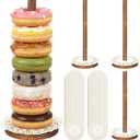 4 PCS Farmhouse Donut Stand for Dessert Table Donut Wooden Stand Bagel Stands Holder Doughnut Stands 10in Long for Wedding Birthday Parties Decorations Supplies, Reusable