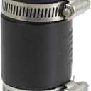 Supply Giant 6I45 Flexible Pvc Coupling with Stainless Steel Clamps, 1.6" Inner diameter for 1-1/4" Nominal Pipe, Black