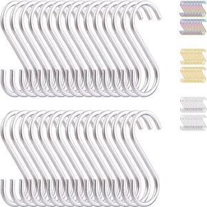 Evanda S Hooks for Hanging Pack of 30, Heavy Duty Stainless Steel Metal Mutil Purpose Hanger for Kitchen Pans, Pots, Utensils Tooks, Cups, Mugs, Clothes, Bags, Towels, Plants